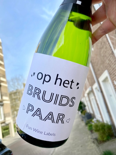 wijnetiket bruiloft bubbels voor op een fles Cava