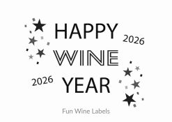 Wijnetiket Wine Year, is het perfecte etiket om op een fles Bubbels te plakken en mee te nemen naar een Nieuwjaarsfeest