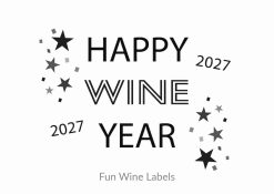 Wijnetiket Wine Year, is het perfecte etiket om op een fles Bubbels te plakken en mee te nemen naar een Nieuwjaarsfeest