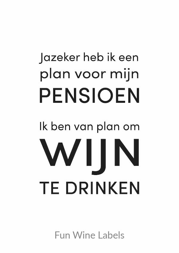design wijnetiket pensioen
