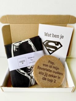 origineel vaderdag buspakket met tas en onderzetters