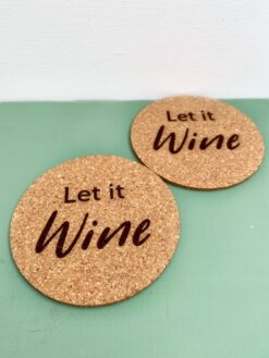 set onderzetters van kurk met leuke kerst quote