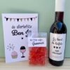 kleine wijn attentie liefste met flesje wijn en échte wijn gummi snoep