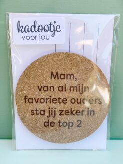 set onderzetters moeder van duurzaam kurk, origineel kleinigheidje met humor