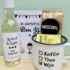 Mok & Wijnbox Liefste, een flesje wijn met mok plus koffie en thee voor je liefste moeder