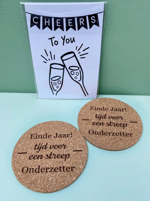 set onderzetters nieuw jaar van duurzaam kurk