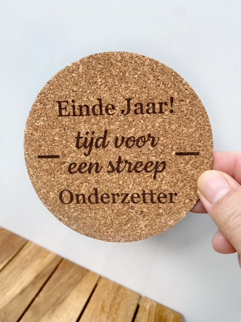 set onderzetters nieuw jaar van duurzaam kurk