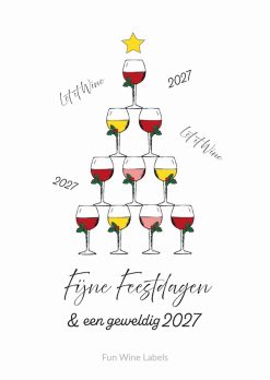 Limited Edition Kerst Wijnetiket is maar 7 weken verkrijgbaar (tot en met 31 december 2026) en op = op. Dit etiket maakt van elke fles wijn een origineel cadeau, bovendien plak je het gemakkelijk over een bestaand wijnetiket heen. Een perfect cadeau om mee te nemen naar het Kerstdiner dit jaar!.