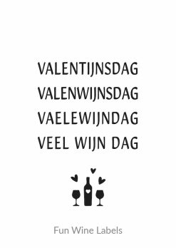 Wijnetiket Valentijnsdag, plak op een fles wijn en geef een origineel cadeau