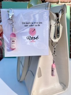 Tas / Sleutelhanger Rosé, een perfect kado voor je wijnmaatje die van rosé wijn houdt