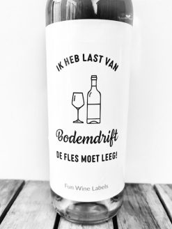 wijnetiket bodemdrift, voor een echte wijnliefhebber.
