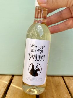 Mini flesje wijn met hilarisch Sint wijn quote