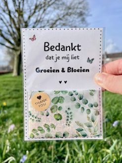Kaart en bloemzaden Groen is een super lieve kleine attentie om de juf en meester van je kind mee te bedanken aan het einde van het schooljaar.